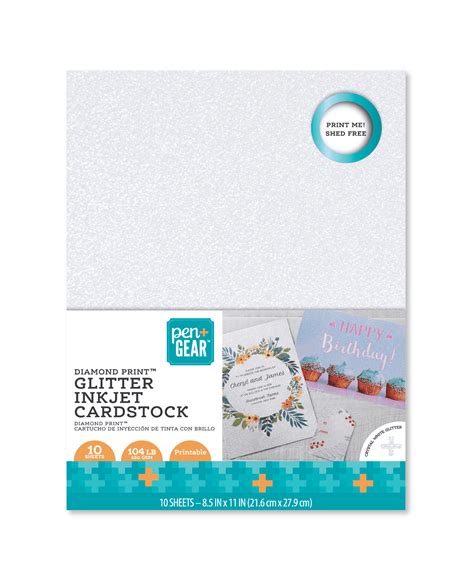 Pen Gear Glitter Inkjet Printable White Cardstock